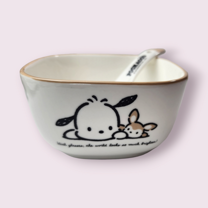 5pc Pochacco Ceramic Dinnerware Plate and Cup Set