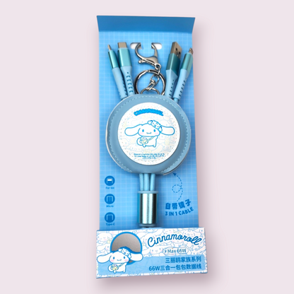 Cinnamoroll 66W 3-in-1 Charging Cable with Mirror