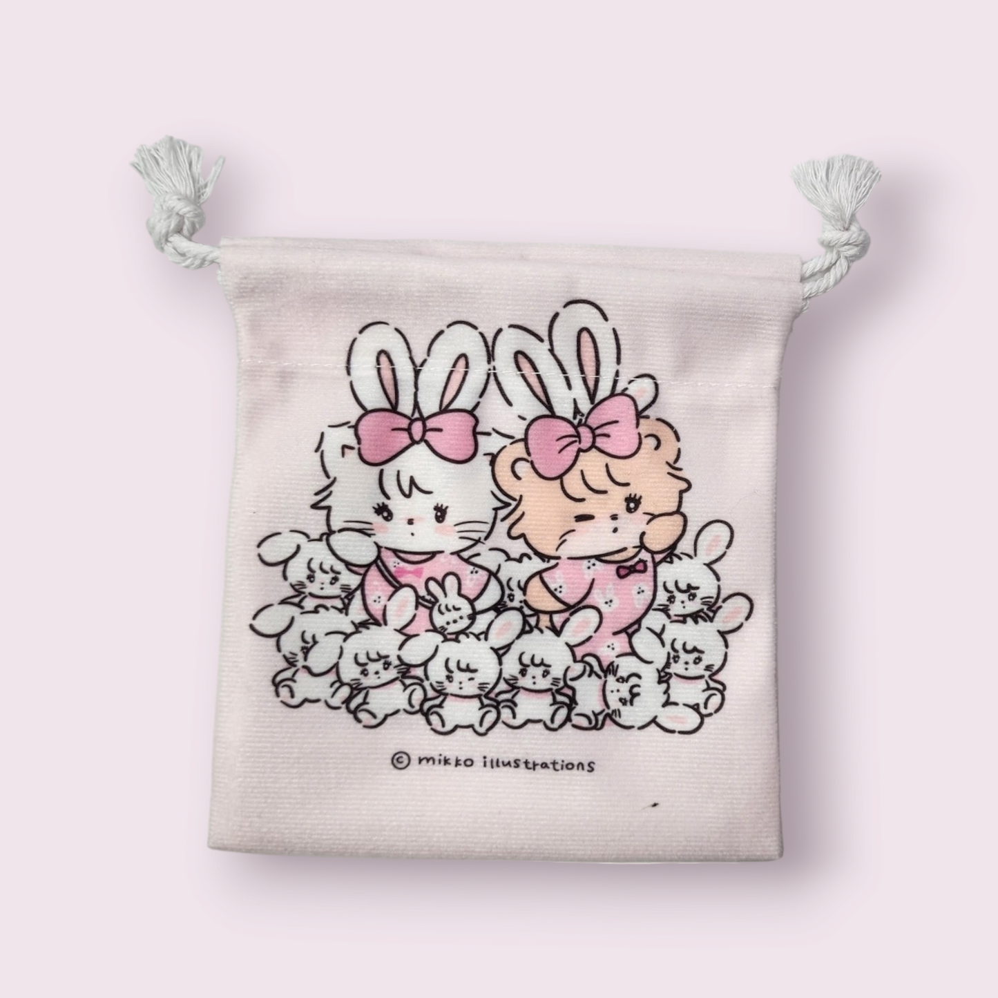 Mikko Illustrations Mousse & Latte Bunny Soft Drawstring Bag