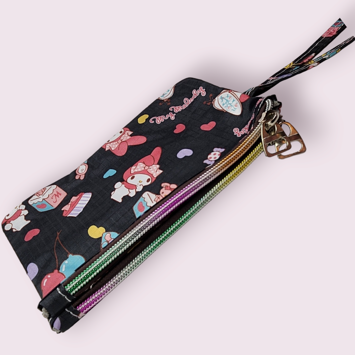 My Melody & Piano Double Compartment Rainbow Zipper Pouch